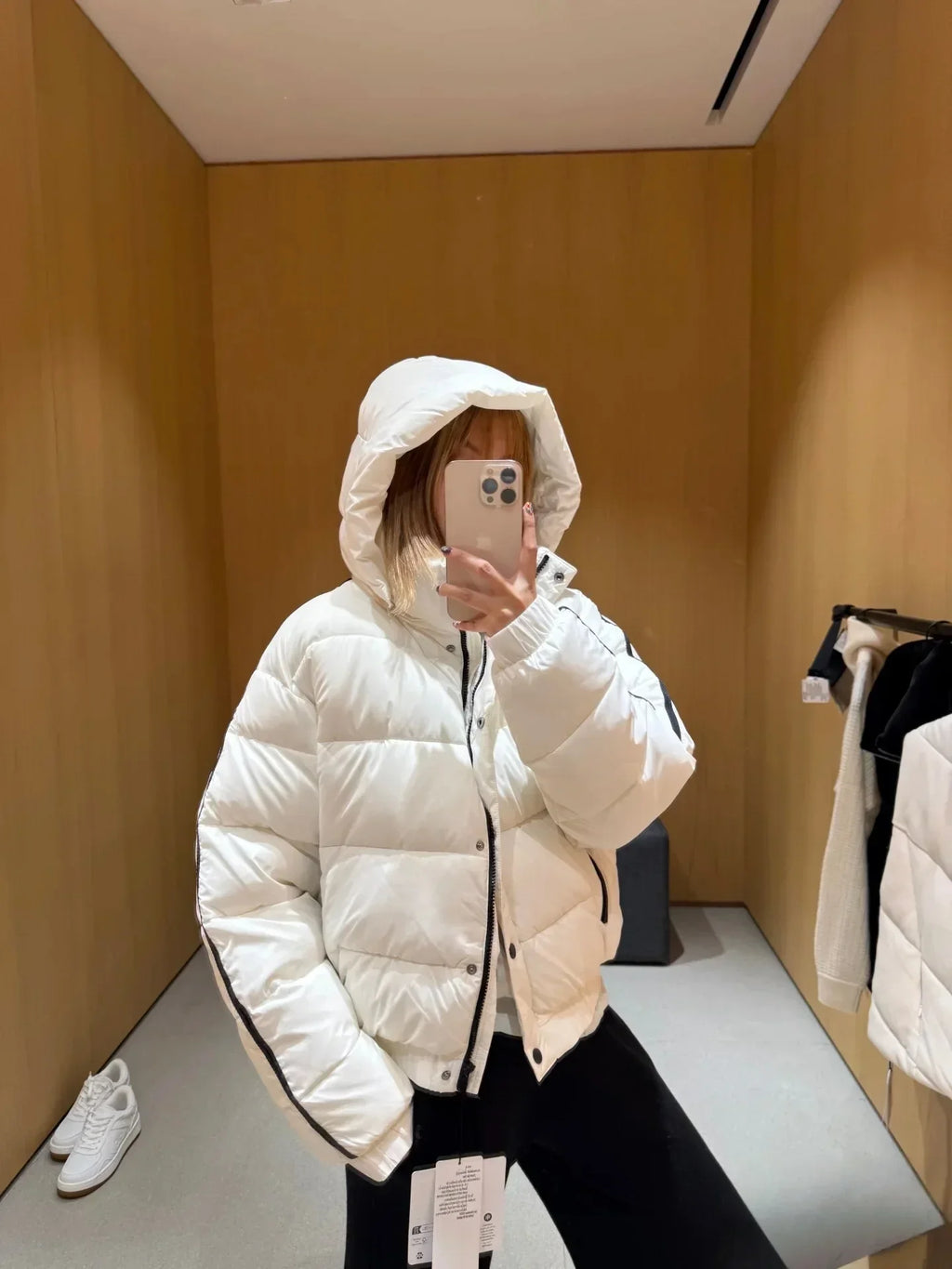 White Winter Jacket for Women – Hooded Thick Warm Padded Coat