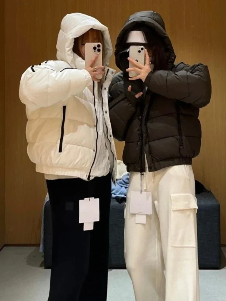 White Winter Jacket for Women – Hooded Thick Warm Padded Coat