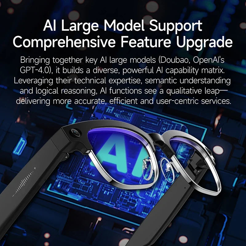 New 4K Glasses AI Smart Glasses With 8MP Camera Video Recording Translation Smart Sunglasses Bluetooth Call Music Play Men Women