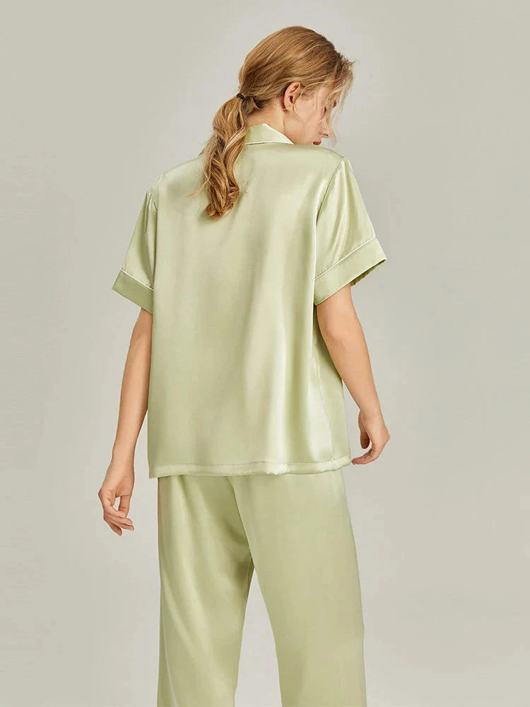Women's Pink Silk Pajamas Short Sleeve Real Silk Sleepwear