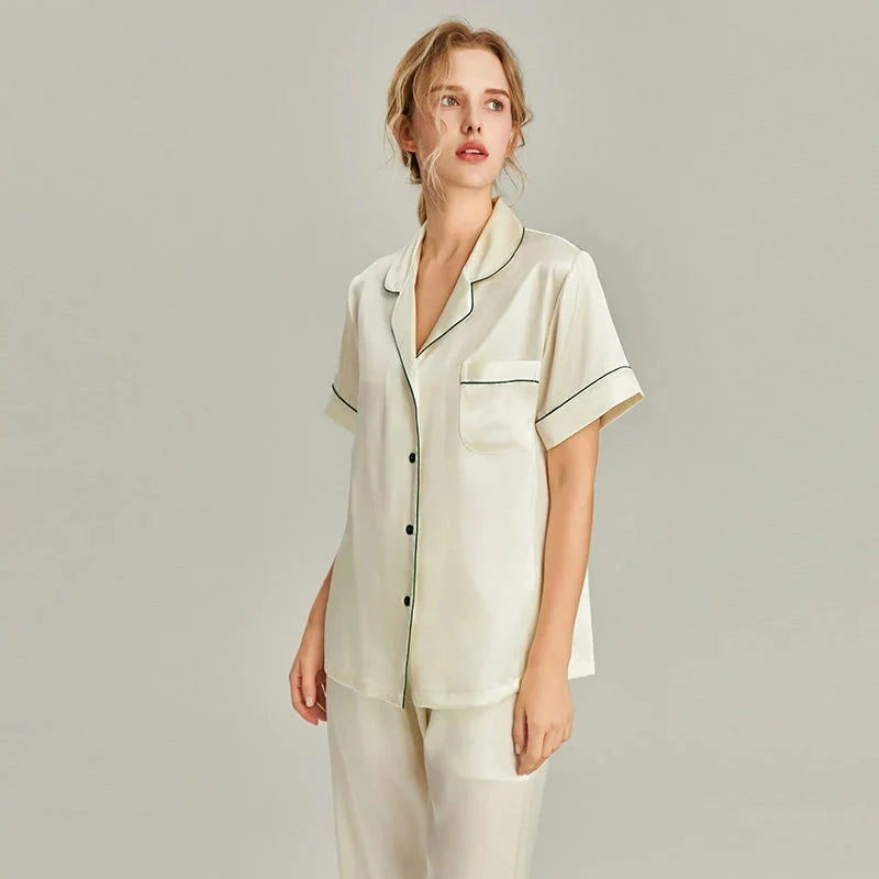 Women's Pink Silk Pajamas Short Sleeve Real Silk Sleepwear