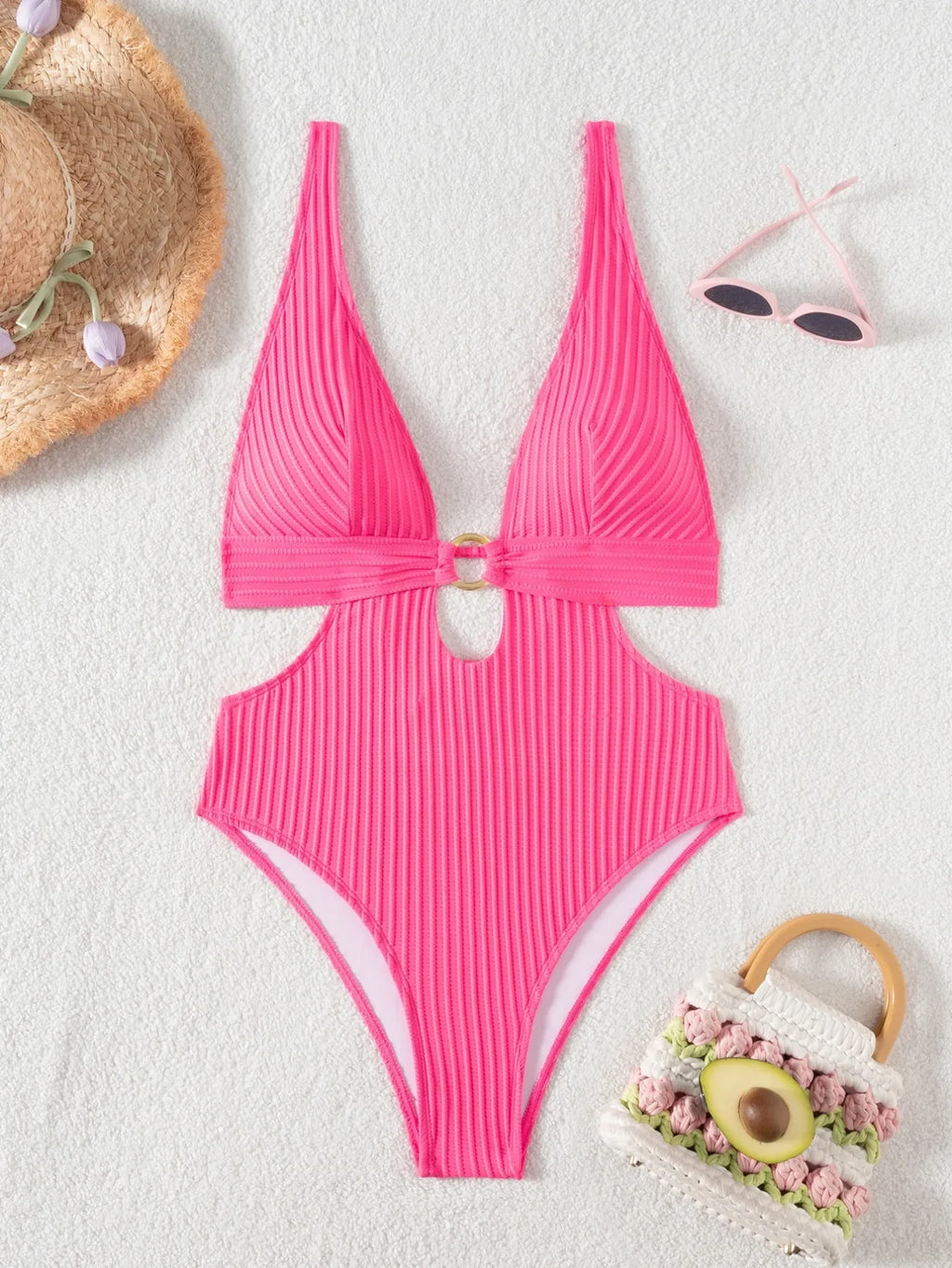 2026 Deep V Neck Cut Out Women Swimwear One Piece Swimsuit Female High Leg Cut Monokini Bather Backless Bathing Swim Beachwear