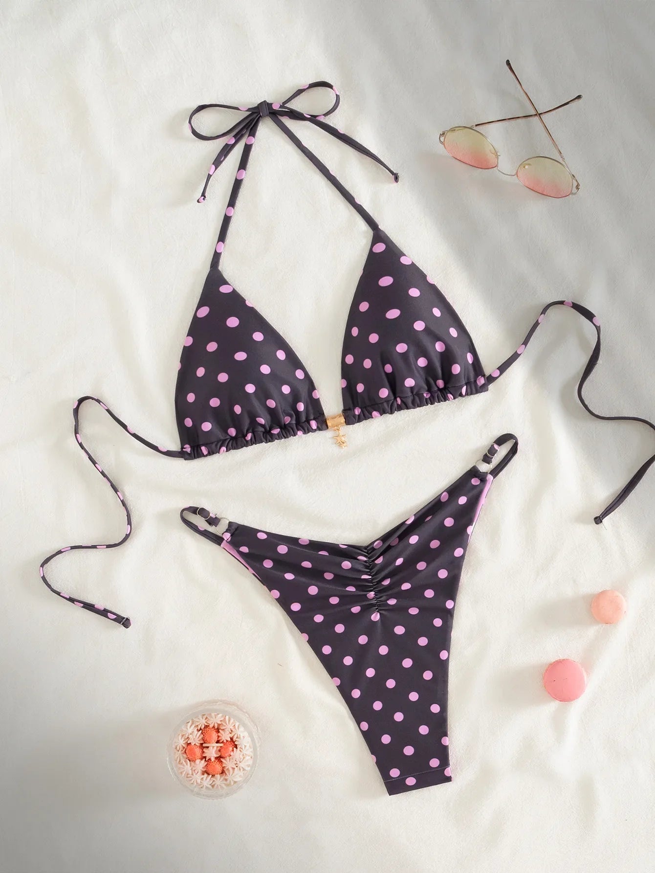 2026 Solid Color Bikinis Set Triangle Swimwear Women Bandage Swimsuit Patchwork Bathing Suit Beach Biquini Mujer Swimming Wear
