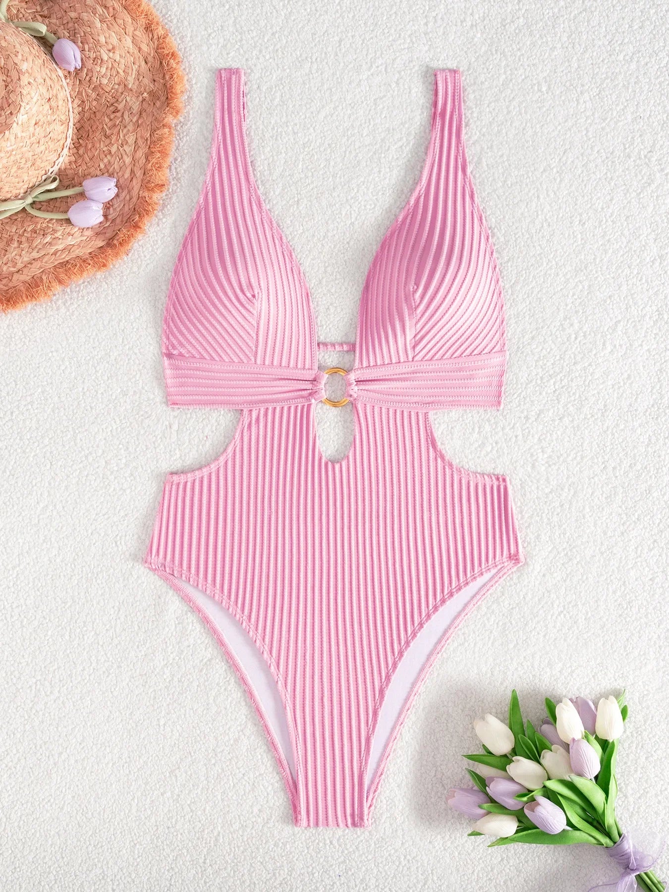 2026 Deep V Neck Cut Out Women Swimwear One Piece Swimsuit Female High Leg Cut Monokini Bather Backless Bathing Swim Beachwear