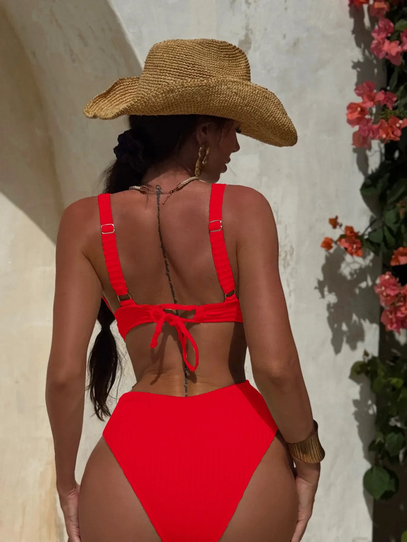 2026 Deep V Neck Cut Out Women Swimwear One Piece Swimsuit Female High Leg Cut Monokini Bather Backless Bathing Swim Beachwear