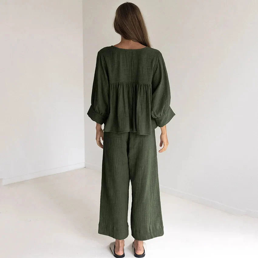 Women's 2-Piece Cotton Pajama Set V-Neck Sleepwear