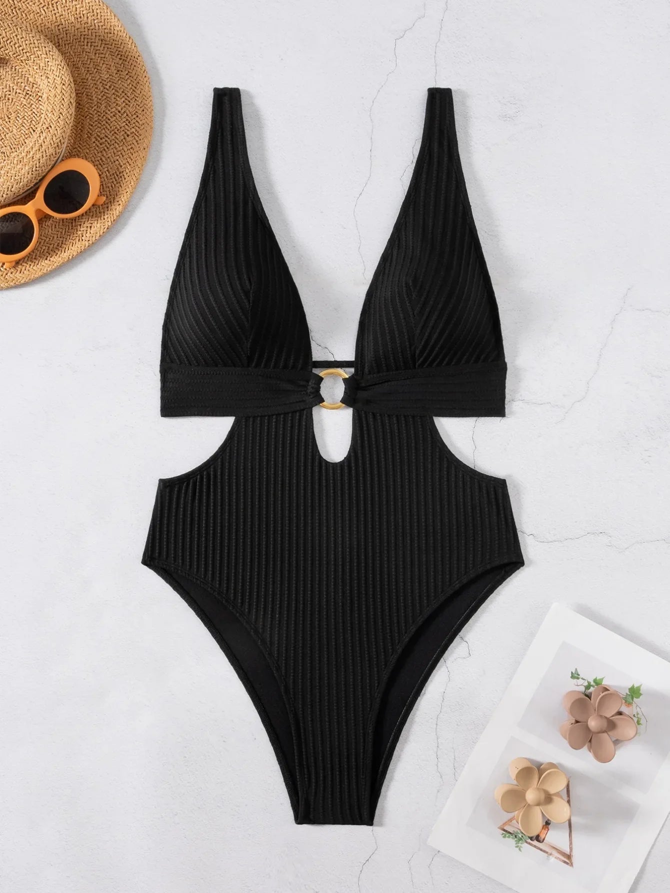 2026 Deep V Neck Cut Out Women Swimwear One Piece Swimsuit Female High Leg Cut Monokini Bather Backless Bathing Swim Beachwear