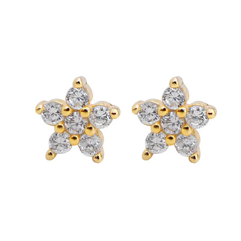 925 Sterling Silver Stud Earrings with Pavé Crystal Star | Simple Fashion Jewelry for Women