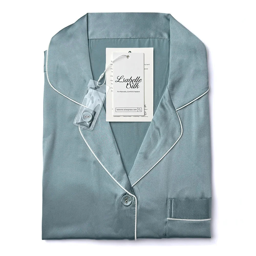 Real Mulberry Silk Pajama Set: Short Sleeve & Shorts