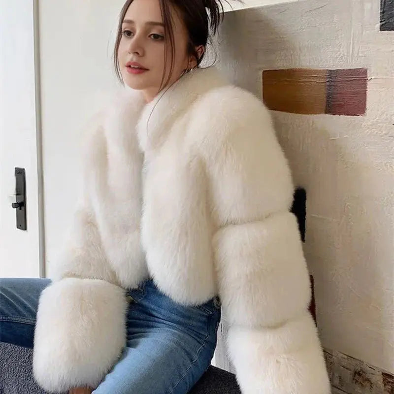 Natural Fox Fur Coat: Short, Wild, & Young Catwalk Style