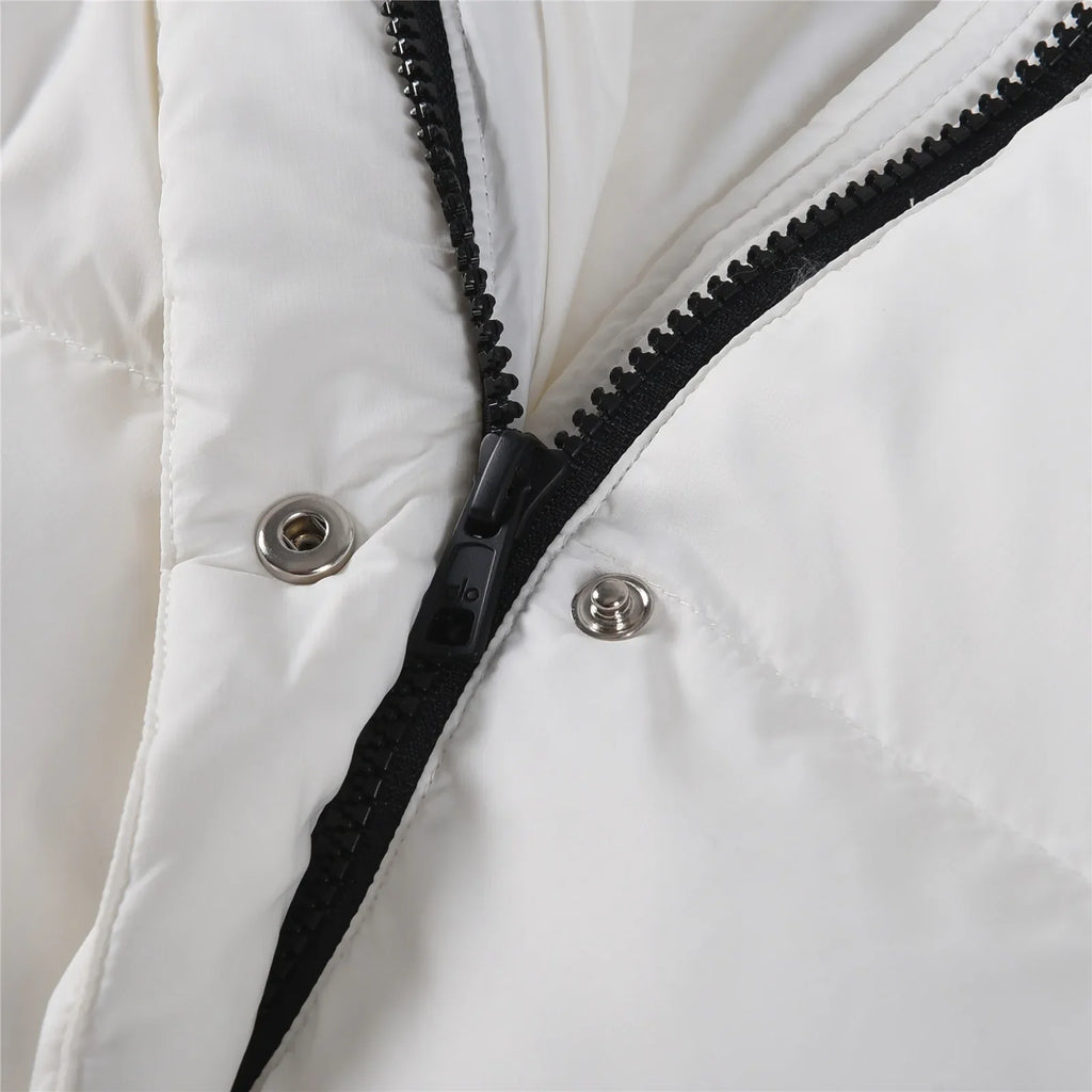 White Winter Jacket for Women – Hooded Thick Warm Padded Coat