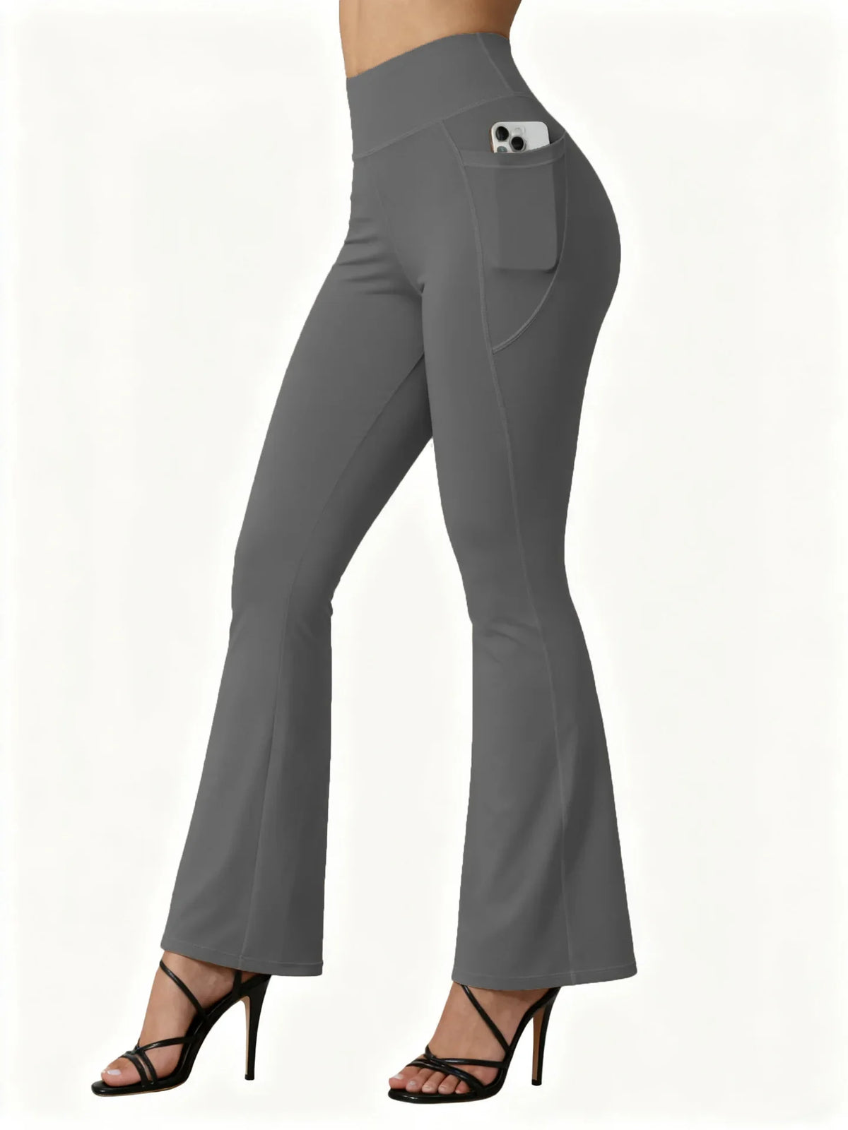 High Waisted Flared Yoga Leggings Women Butt Lifting with Pocket Design Wide Leg Leggings Running Tights Plus Size Gym Pants