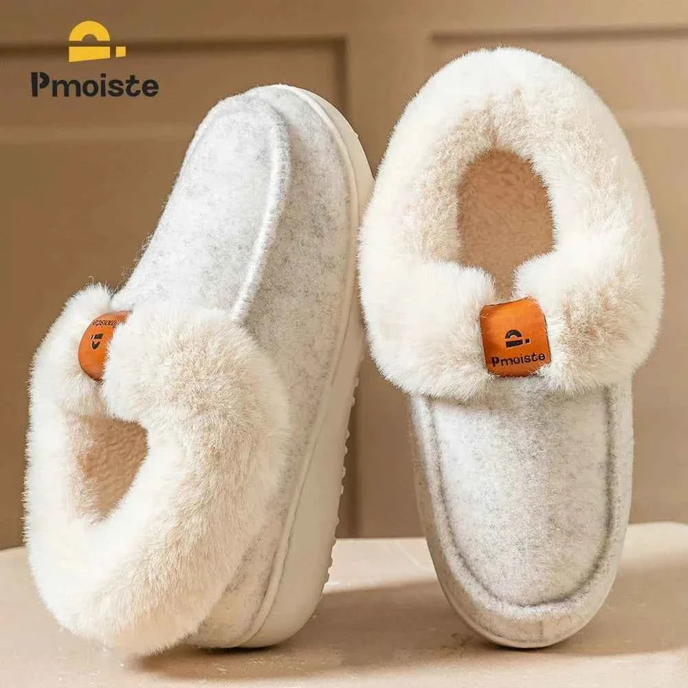 Platform Slippers Women Wedge Memory Foam Non Slip Sole Warm Fuzzy Winter Durable Bedroom Cozy Comfort
