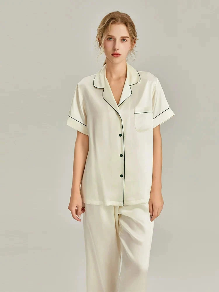 Women's Pink Silk Pajamas Short Sleeve Real Silk Sleepwear
