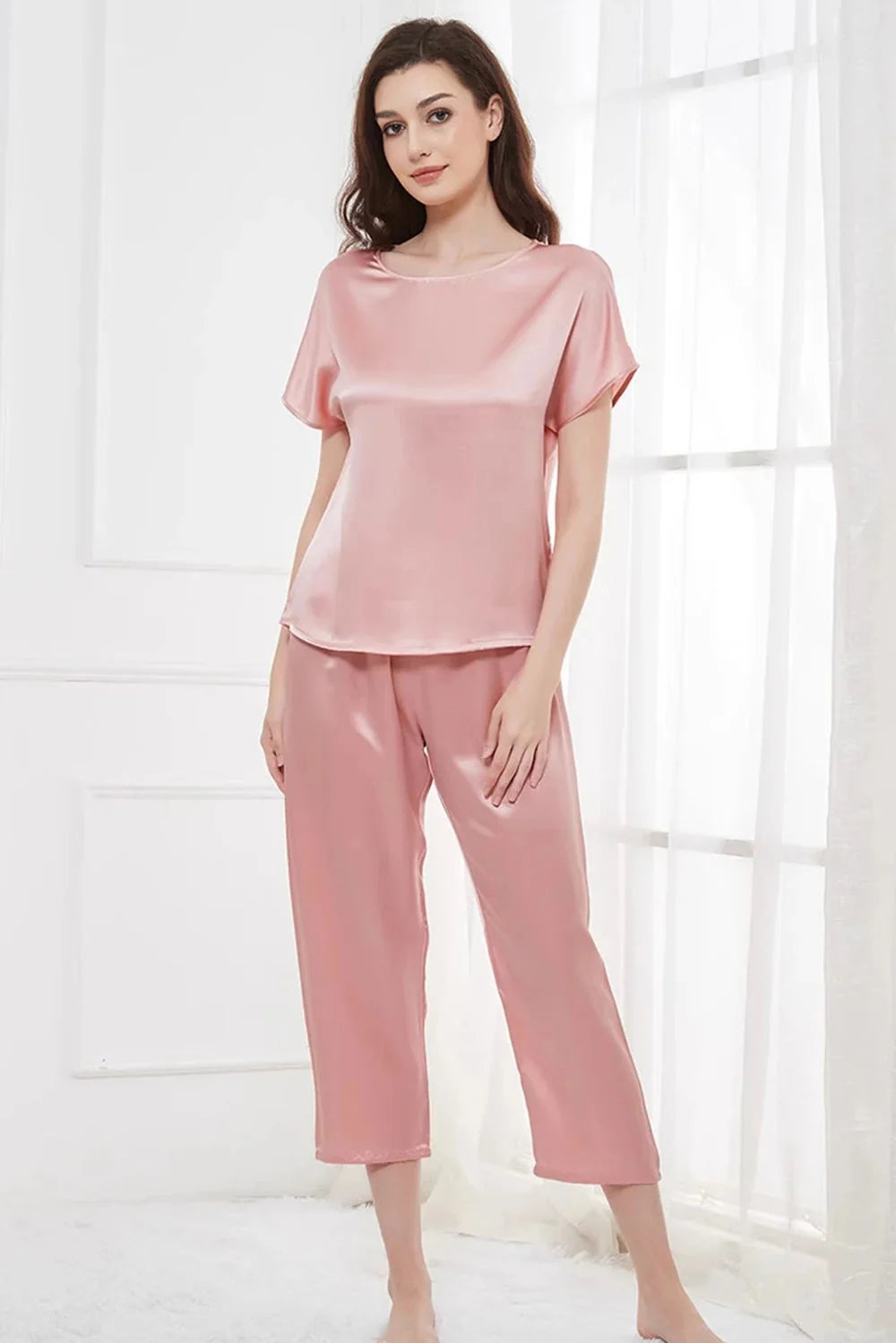 Women’s Mulberry Silk Capri Pajama Set 2-Piece Sleepwear