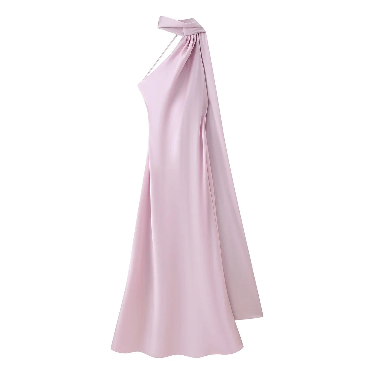 Elegant Women's Ribbon Long Satin Party Dress Halter Backless Sleeveless Female Dresses 2026 Summer Lady Solid Evening Gowns