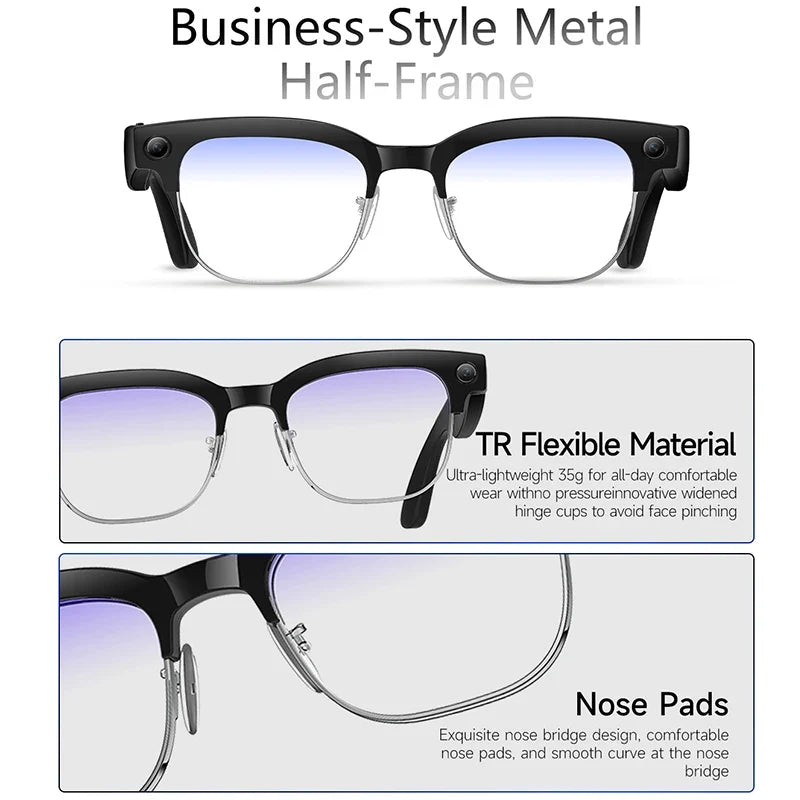 New 4K Glasses AI Smart Glasses With 8MP Camera Video Recording Translation Smart Sunglasses Bluetooth Call Music Play Men Women