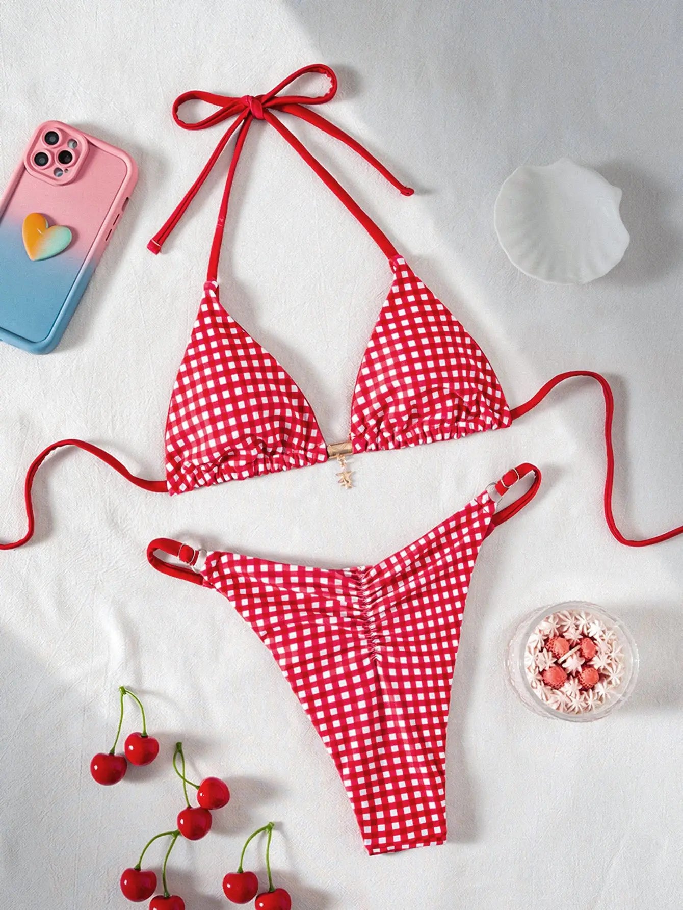 2026 Solid Color Bikinis Set Triangle Swimwear Women Bandage Swimsuit Patchwork Bathing Suit Beach Biquini Mujer Swimming Wear