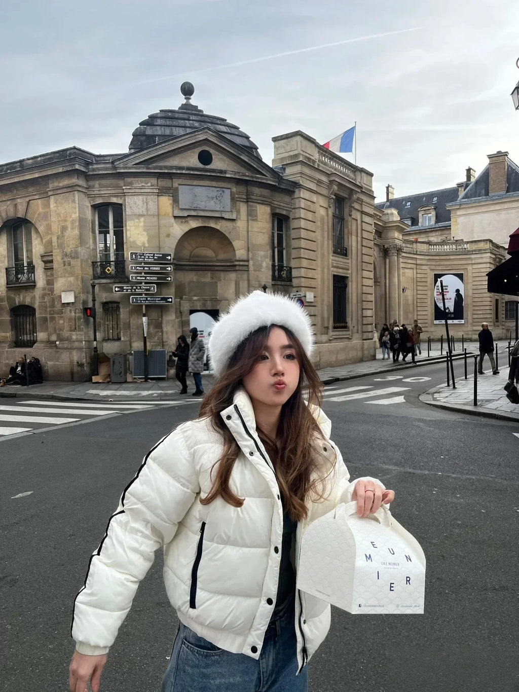 White Winter Jacket for Women – Hooded Thick Warm Padded Coat