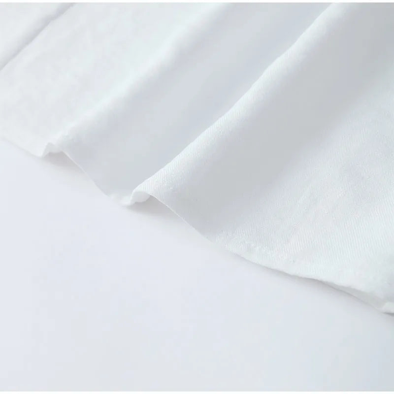Women's Solid Cotton Linen Ruffle Shorts Suit V-neck Long Sleeve Drawstring Loose 2 Pieces Set