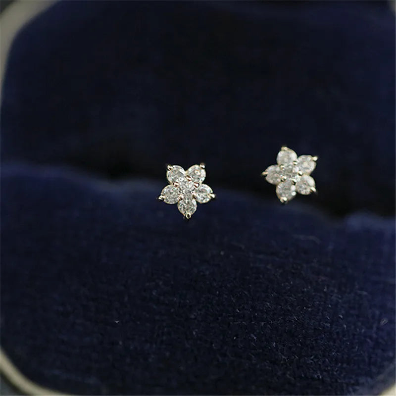925 Sterling Silver Stud Earrings with Pavé Crystal Star | Simple Fashion Jewelry for Women