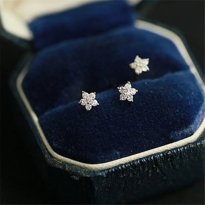 925 Sterling Silver Stud Earrings with Pavé Crystal Star | Simple Fashion Jewelry for Women
