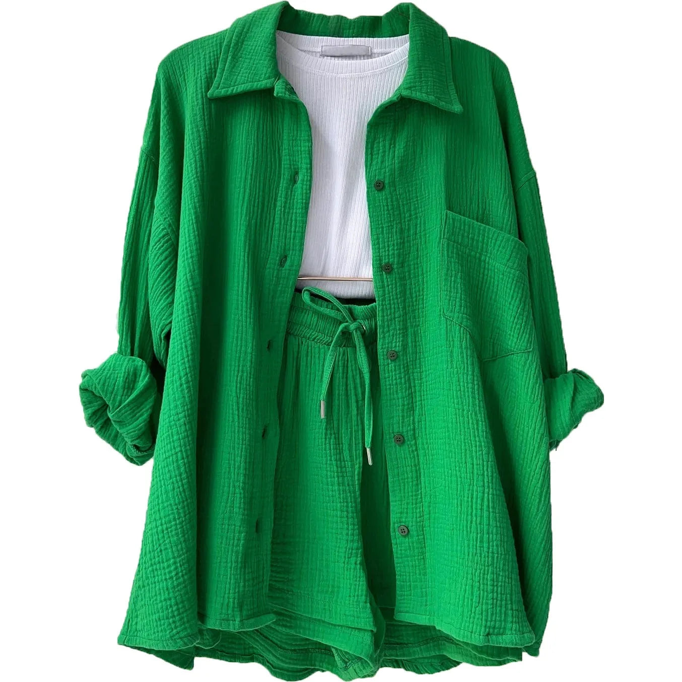 Women’s 2-Piece Cotton Gauze Pajama Set Summer Sleepwear