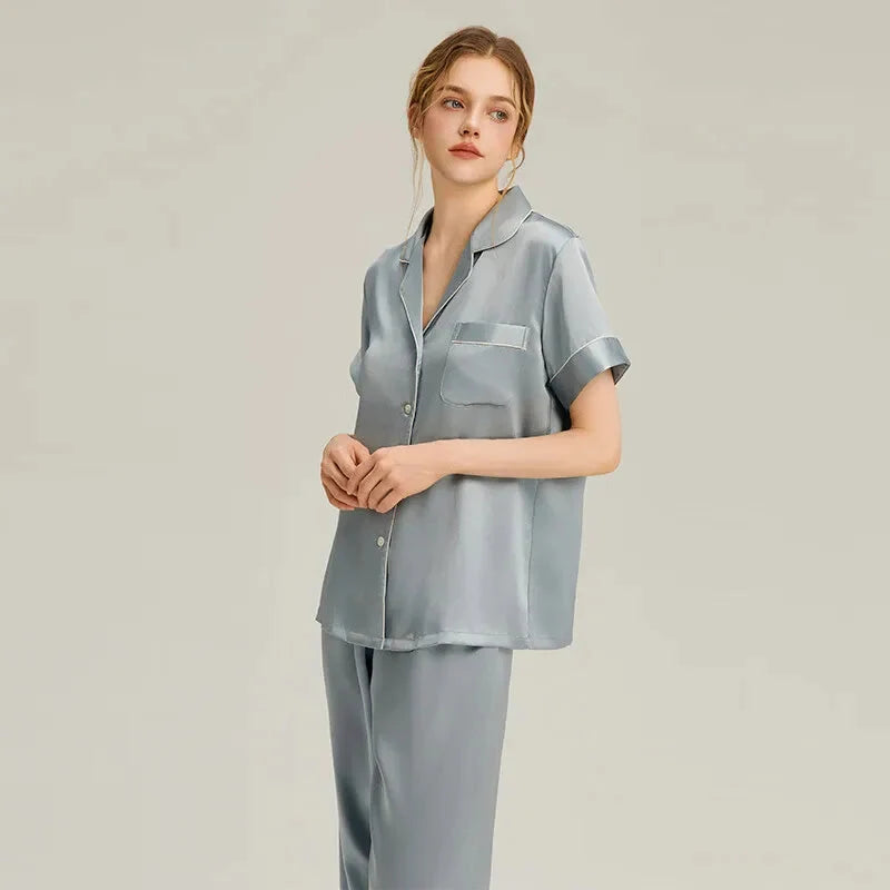 Women's Pink Silk Pajamas Short Sleeve Real Silk Sleepwear