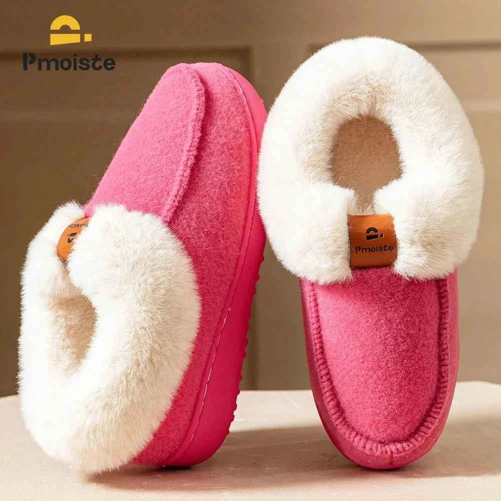 Platform Slippers Women Wedge Memory Foam Non Slip Sole Warm Fuzzy Winter Durable Bedroom Cozy Comfort