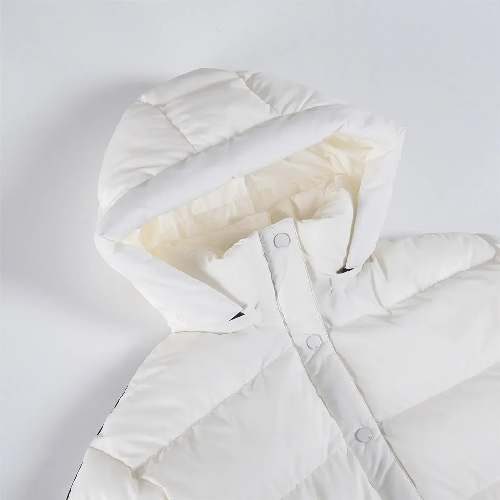 White Winter Jacket for Women – Hooded Thick Warm Padded Coat