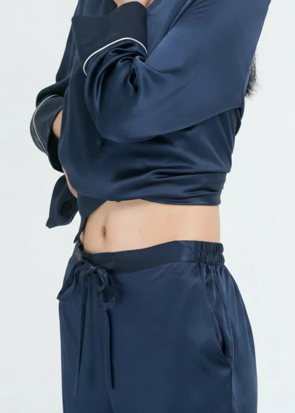 Elegant Women's Real Silk Pajamas Long Sleeve