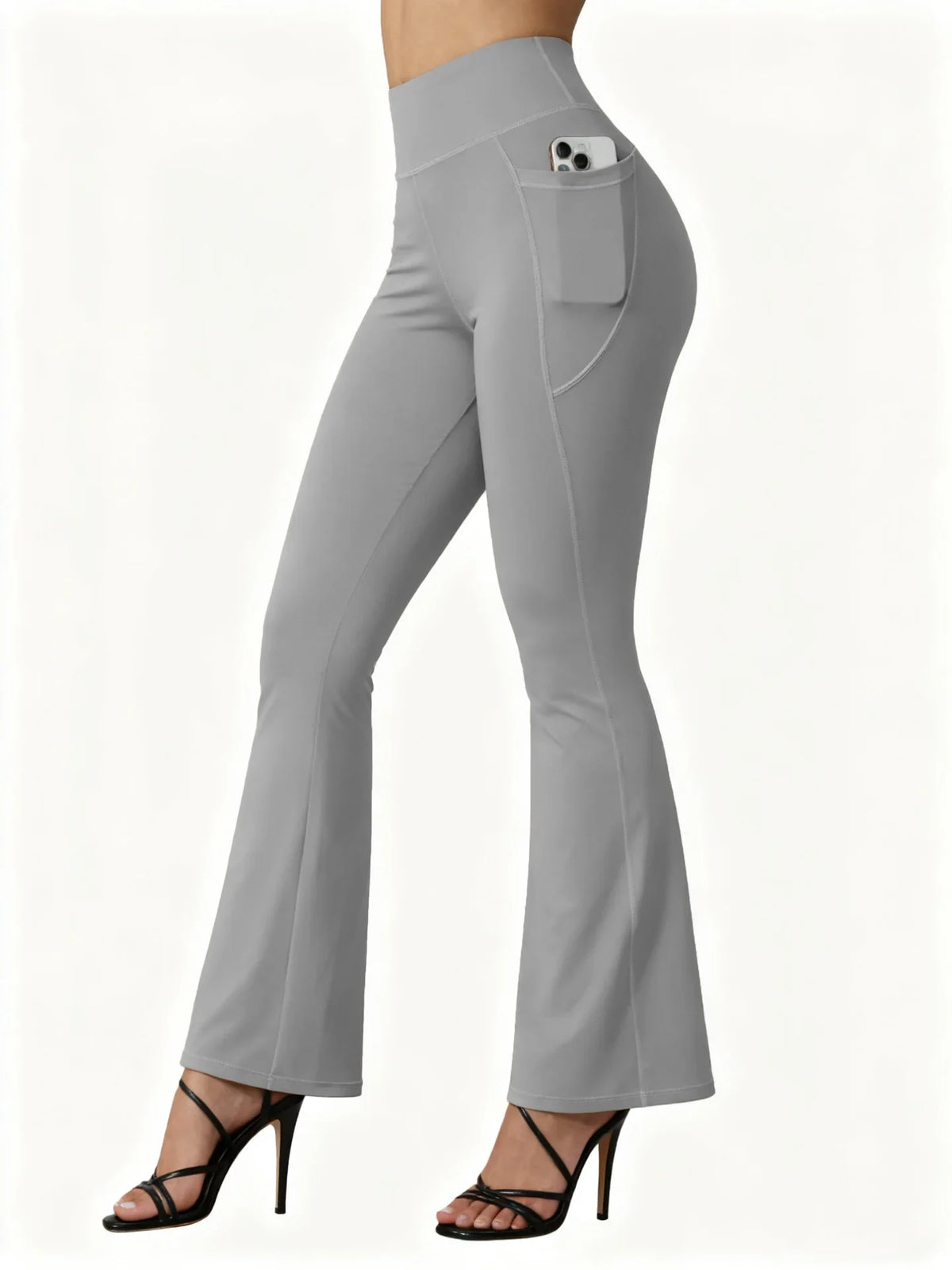 High Waisted Flared Yoga Leggings Women Butt Lifting with Pocket Design Wide Leg Leggings Running Tights Plus Size Gym Pants