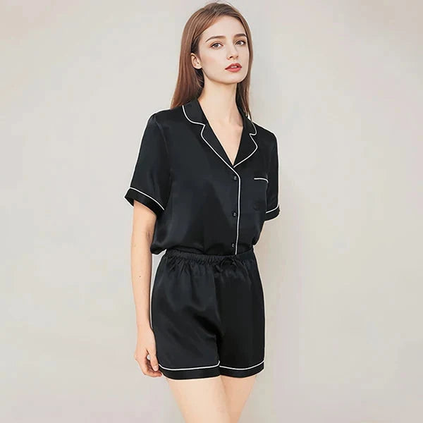 Real Mulberry Silk Pajama Set: Short Sleeve & Shorts