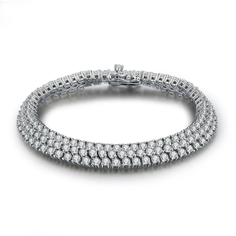 MINTYBOX S925 Sterling Silver All Moissanite Tennis Bracelet for Women D VVS1 Diamond Gold Plated Luxury Wedding Fine Jewelry