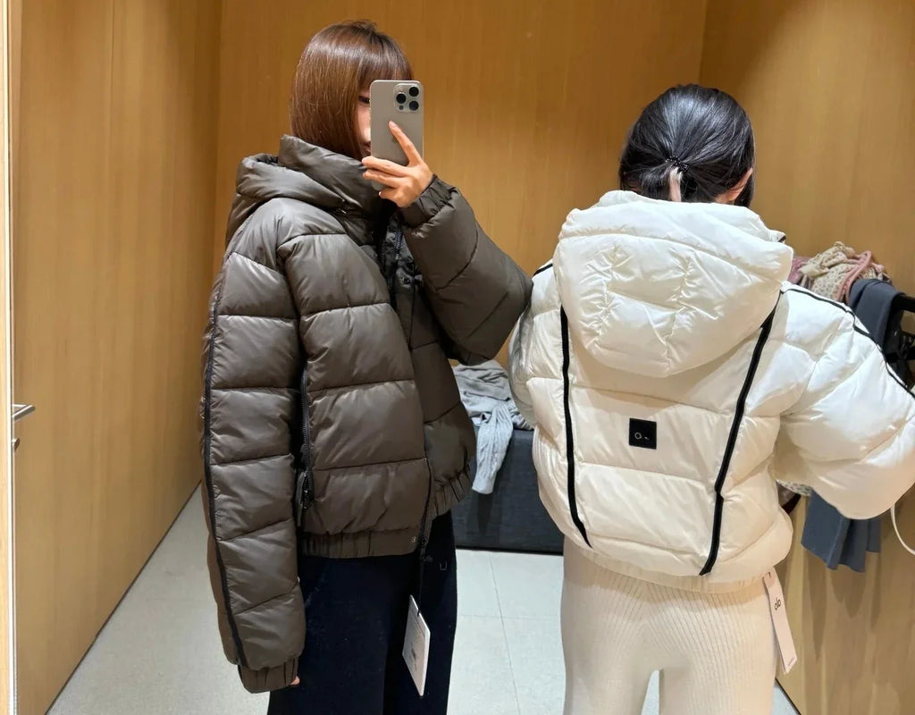 White Winter Jacket for Women – Hooded Thick Warm Padded Coat