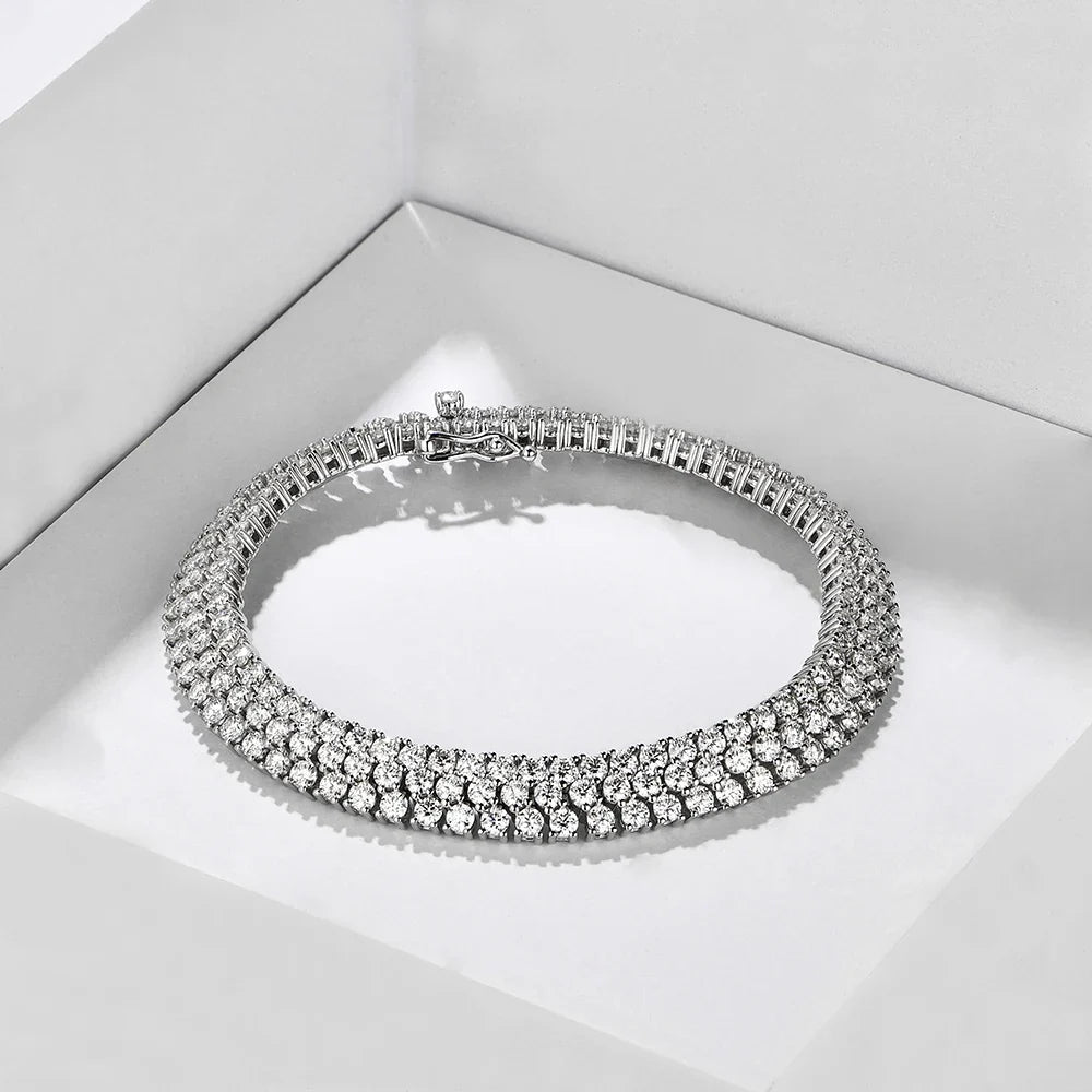 MINTYBOX S925 Sterling Silver All Moissanite Tennis Bracelet for Women D VVS1 Diamond Gold Plated Luxury Wedding Fine Jewelry