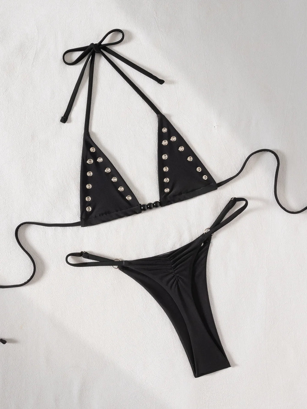 2026 Solid Color Bikinis Set Triangle Swimwear Women Bandage Swimsuit Patchwork Bathing Suit Beach Biquini Mujer Swimming Wear