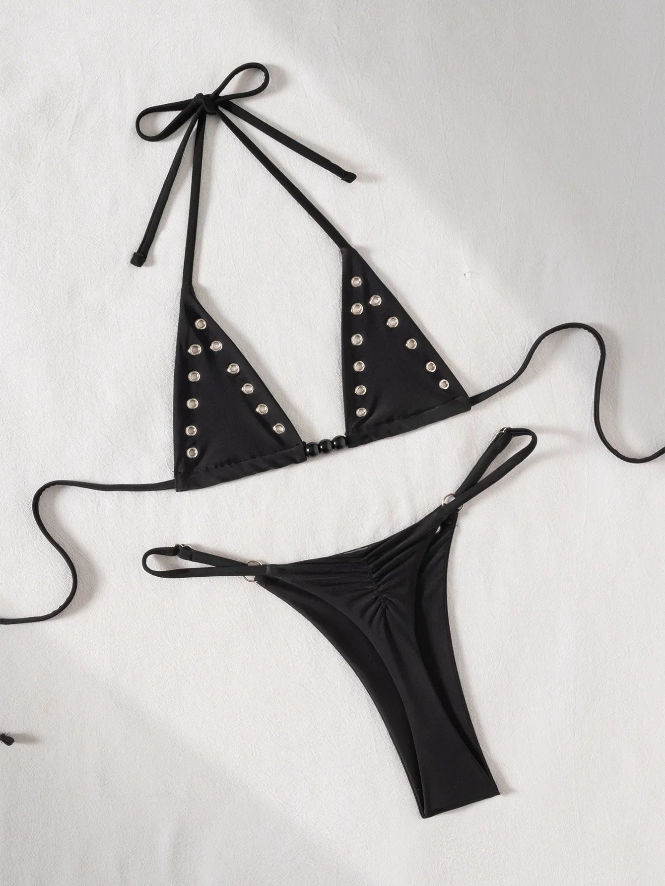 2026 Solid Color Bikinis Set Triangle Swimwear Women Bandage Swimsuit Patchwork Bathing Suit Beach Biquini Mujer Swimming Wear