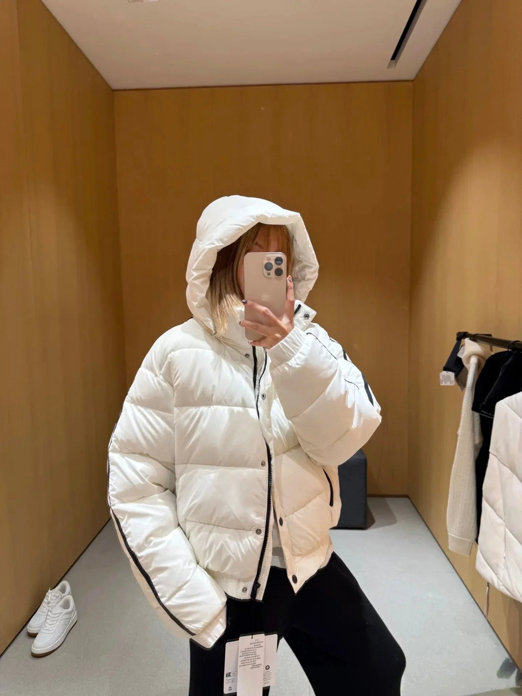 White Winter Jacket for Women – Hooded Thick Warm Padded Coat