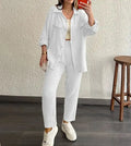 Casual Loose Shirt & Cropped Pants Set for Women