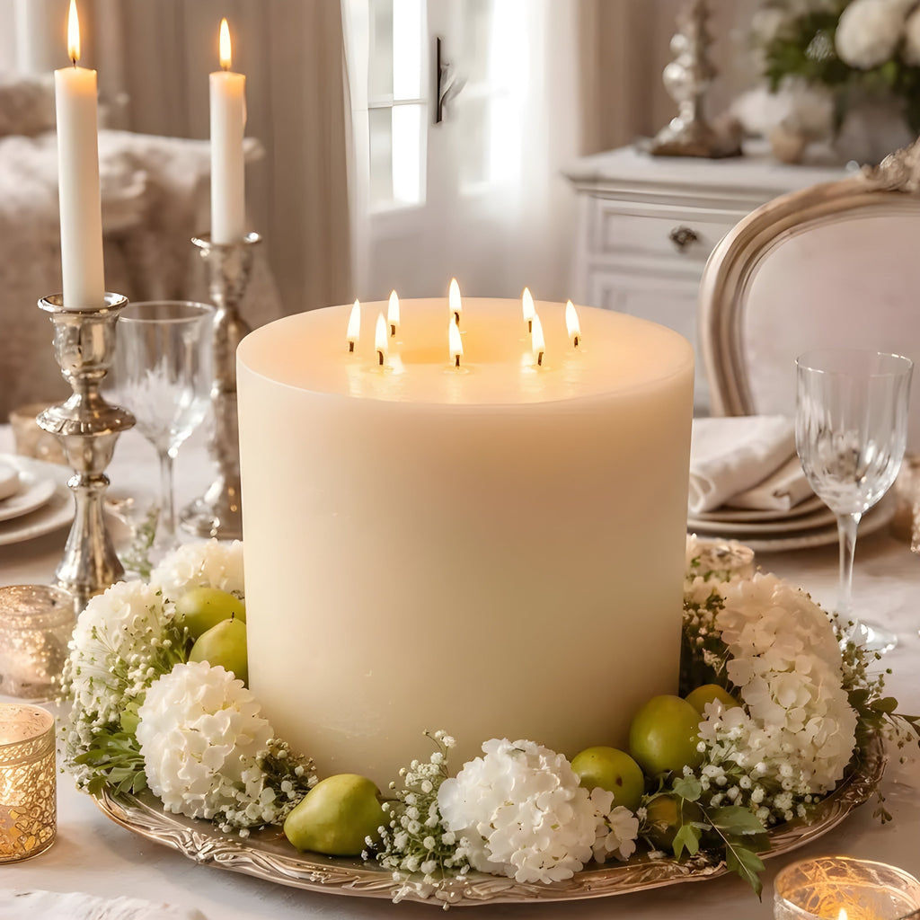 Bonfire White Beeswax Candle — 8-Wick Luxury Statement Pillar