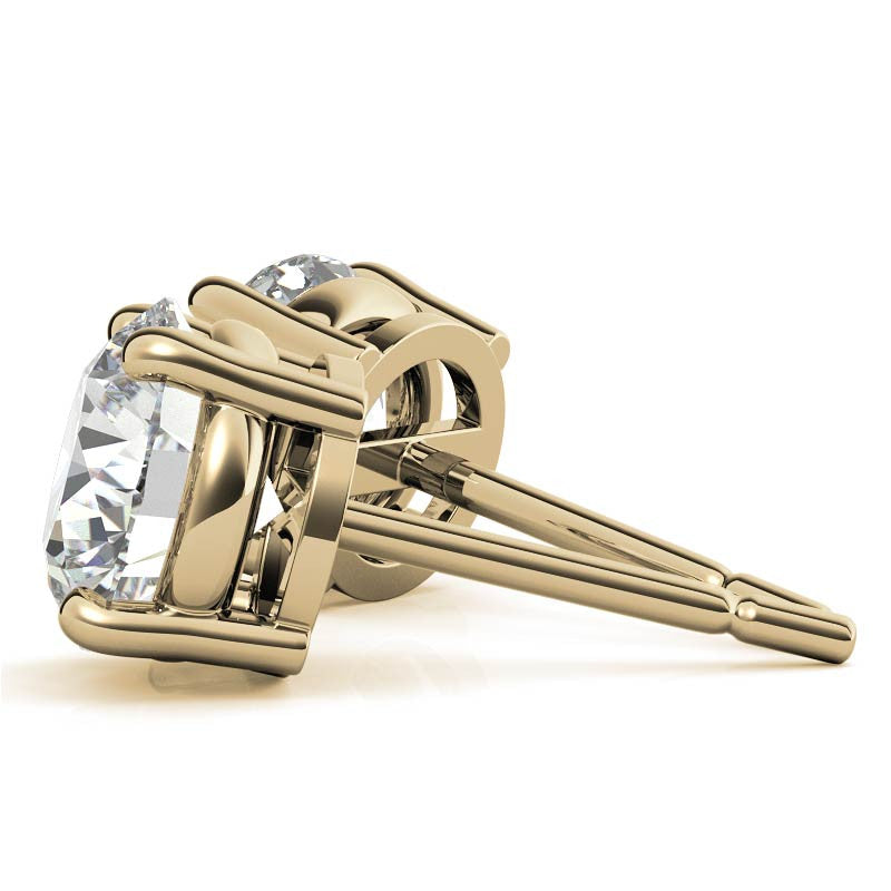 AGI Certified Lab Grown Diamond Stud Earrings in 14K Gold — 1 or 2 CTW