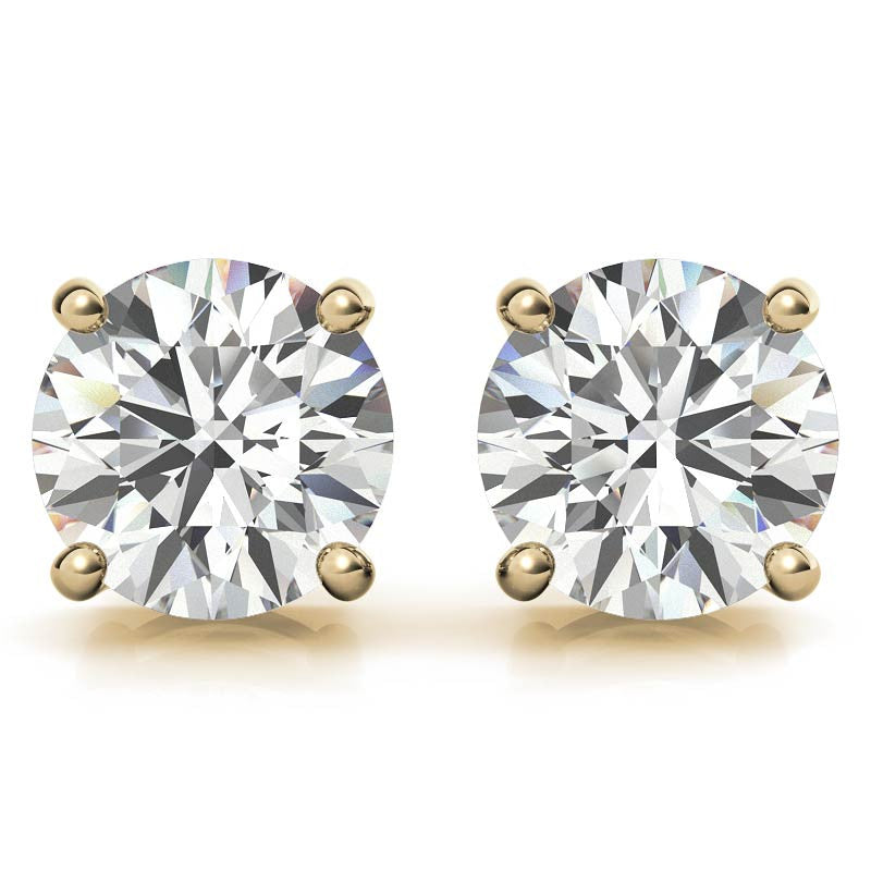 AGI Certified Lab Grown Diamond Stud Earrings in 14K Gold — 1 or 2 CTW