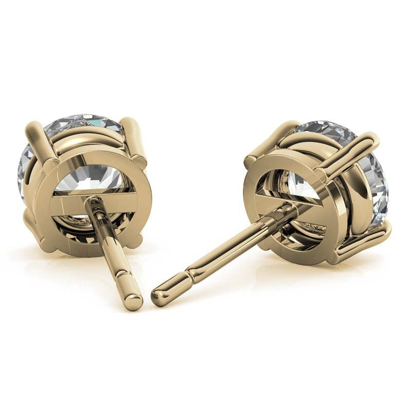 AGI Certified Lab Grown Diamond Stud Earrings in 14K Gold — 1 or 2 CTW