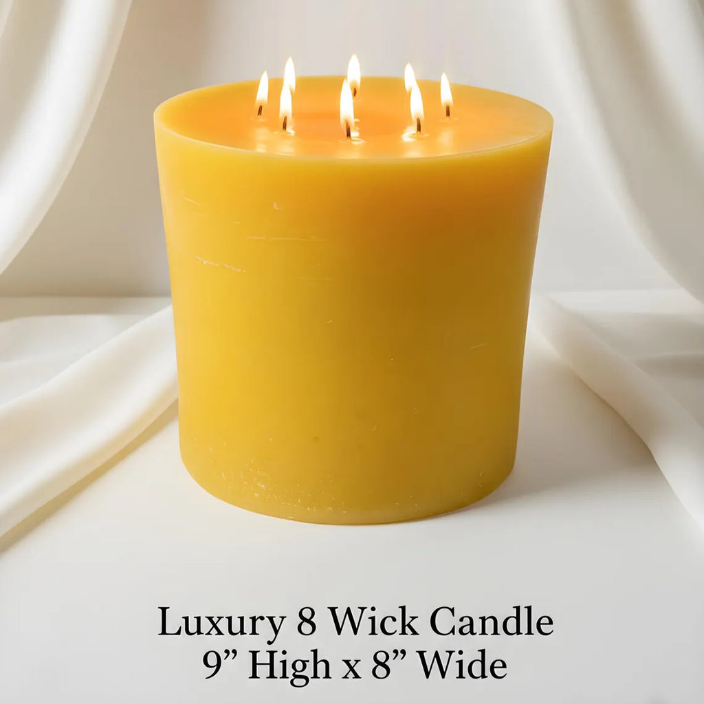 Bonfire Yellow Beeswax Candle — 8-Wick Luxury Statement Pillar