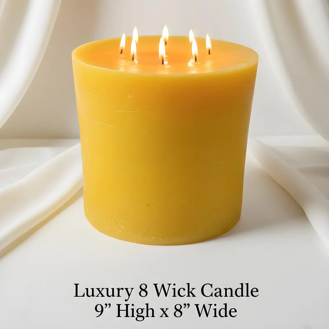 Bonfire Yellow Beeswax Candle — 8-Wick Luxury Statement Pillar