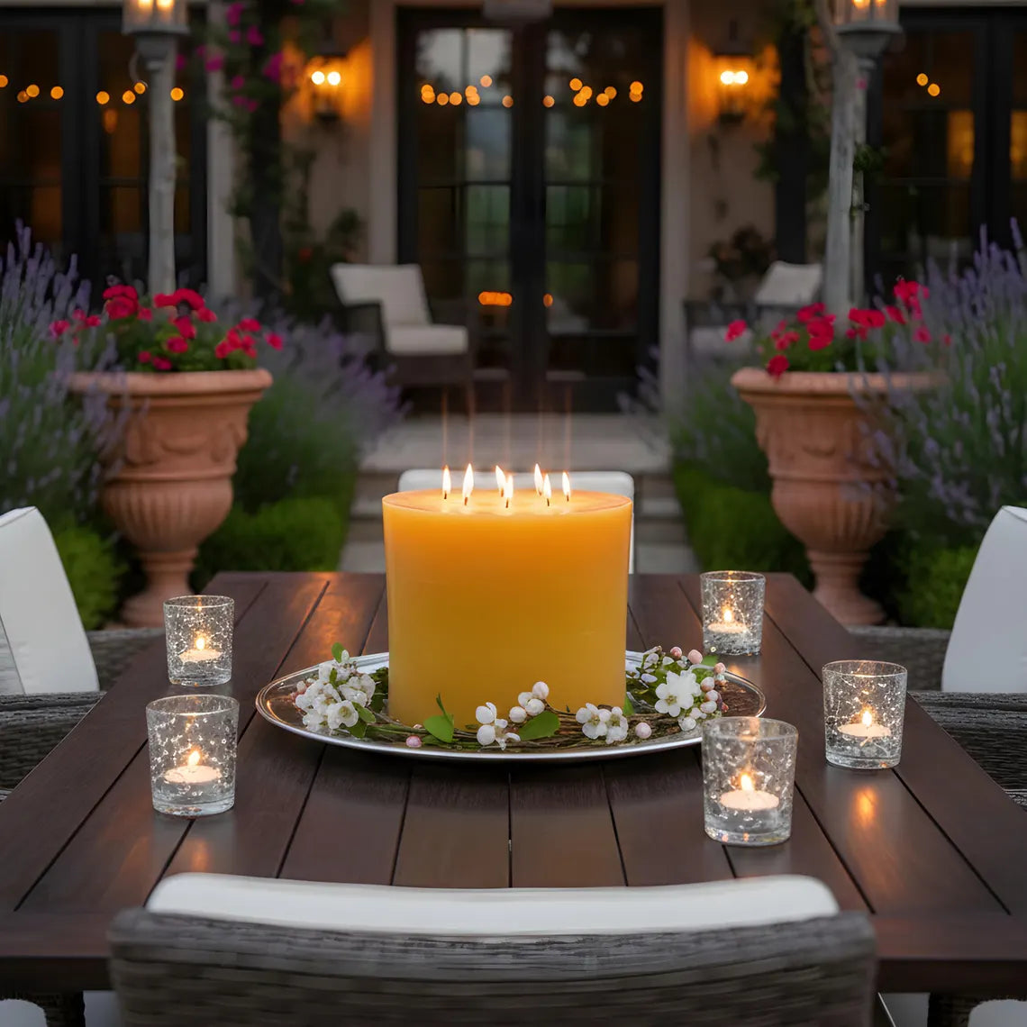 Bonfire Yellow Beeswax Candle — 8-Wick Luxury Statement Pillar