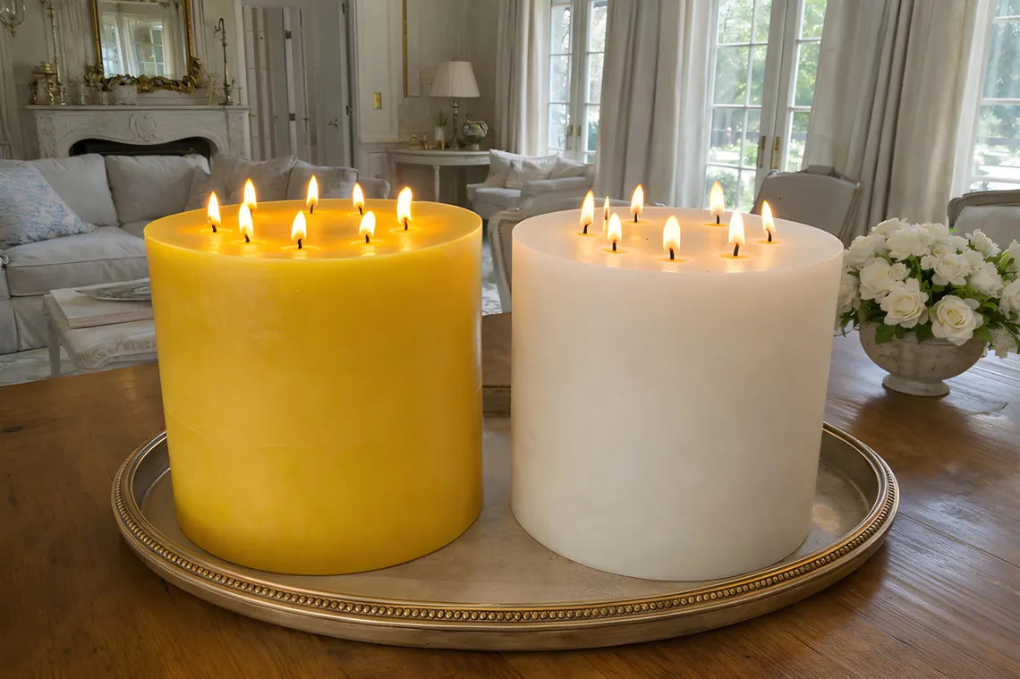 Bonfire Yellow Beeswax Candle — 8-Wick Luxury Statement Pillar