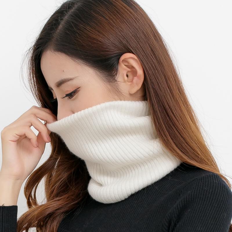 New Winter Autumn Solid Color Soft Cashmere Knit Ring Scarves Neck Warmer Elastic Neck Gaiter Head Wrap Headwear Comfort Collar Female Winter One Loop Scarf For Women