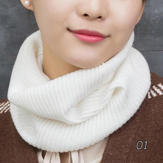 New Winter Autumn Solid Color Soft Cashmere Knit Ring Scarves Neck Warmer Elastic Neck Gaiter Head Wrap Headwear Comfort Collar Female Winter One Loop Scarf For Women